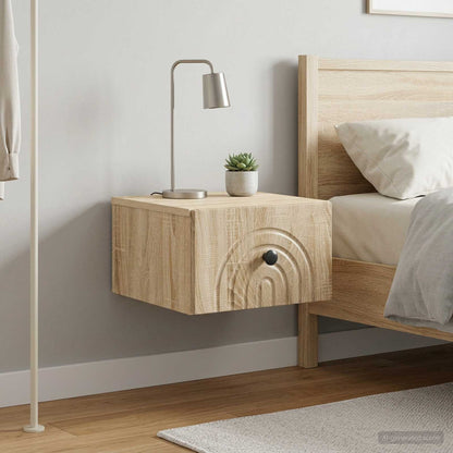 vidaXL Wall-Mounted Bedside Cabinet 2 pcs Sonoma Oak 33 x 34.5 x 20 cm