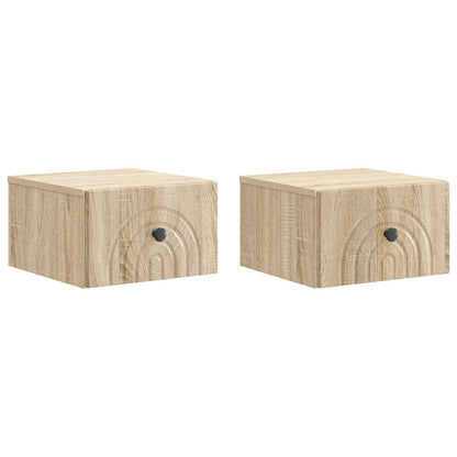 vidaXL Wall-Mounted Bedside Cabinet 2 pcs Sonoma Oak 33 x 34.5 x 20 cm
