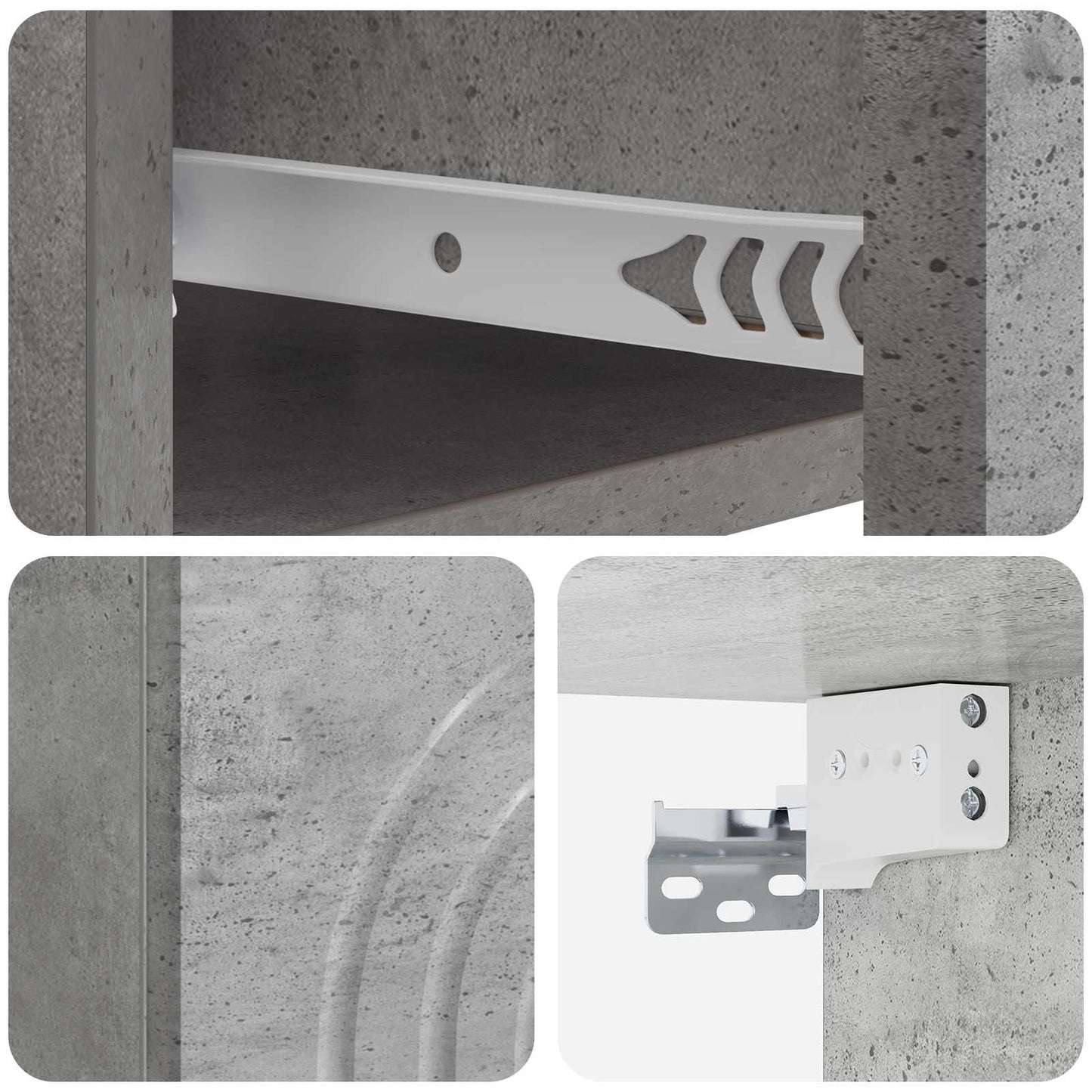 vidaXL Wall-Mounted Bedside Cabinet Concrete Grey 33 x 34.5 x 20 cm