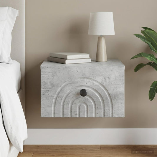 vidaXL Wall-Mounted Bedside Cabinet Concrete Grey 33 x 34.5 x 20 cm