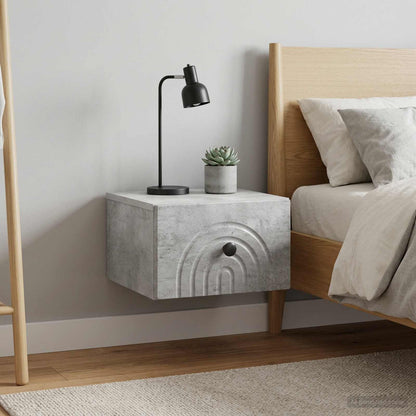 vidaXL Wall-Mounted Bedside Cabinet with Drawer 2 pcs Concrete Grey