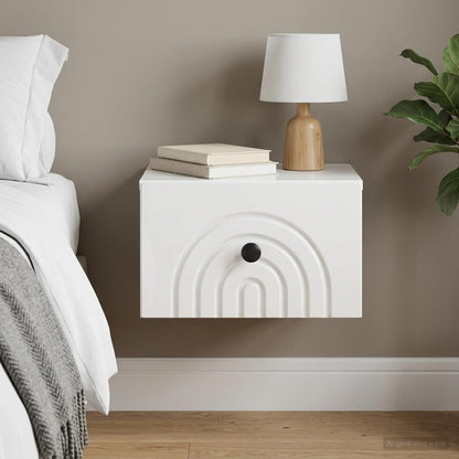 vidaXL Wall-Mounted Bedside Cabinet High Gloss White 33 x 34.5 x 20 cm