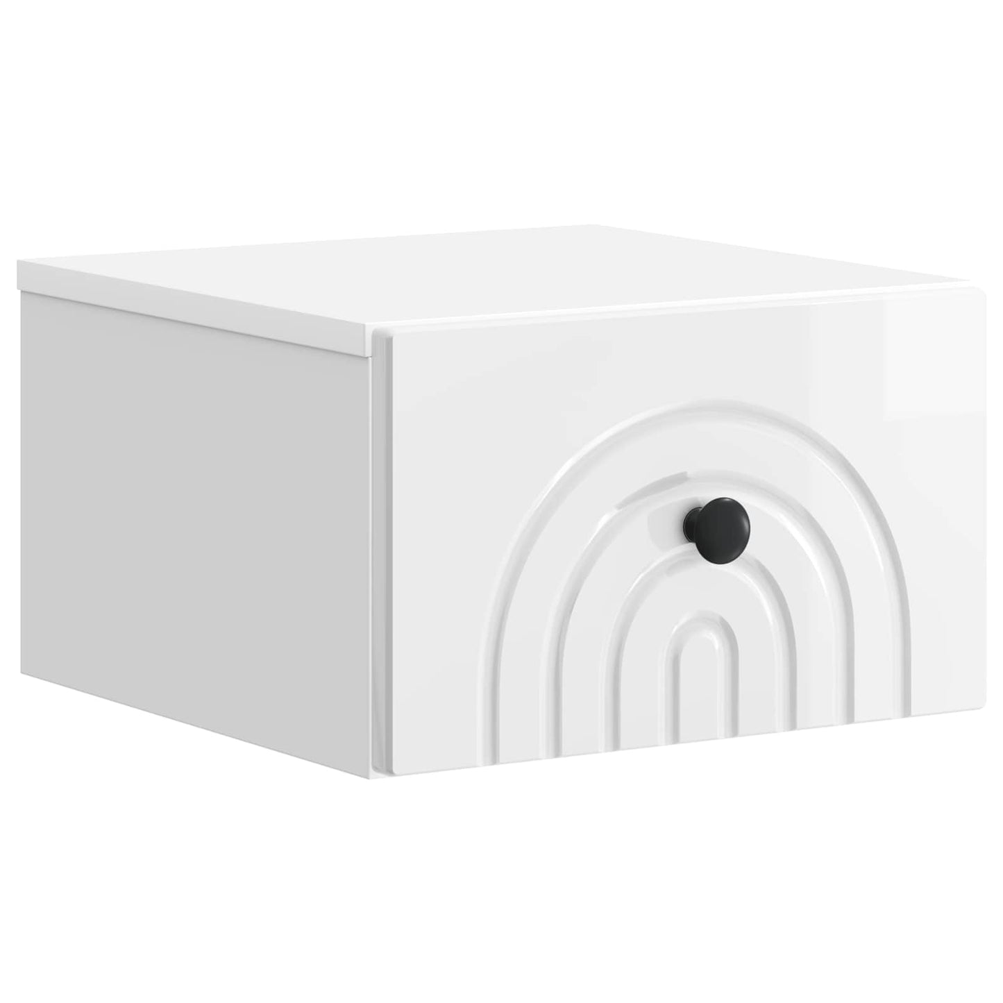 vidaXL Wall-Mounted Bedside Cabinet High Gloss White 33 x 34.5 x 20 cm