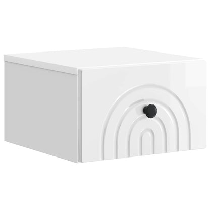 vidaXL Wall-Mounted Bedside Cabinet High Gloss White 33 x 34.5 x 20 cm