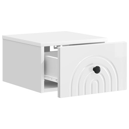 vidaXL Wall-Mounted Bedside Cabinet High Gloss White 33 x 34.5 x 20 cm