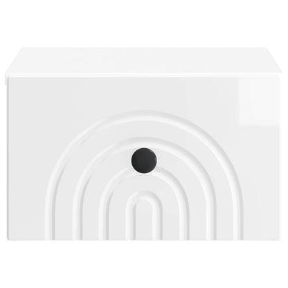 vidaXL Wall-Mounted Bedside Cabinet High Gloss White 33 x 34.5 x 20 cm