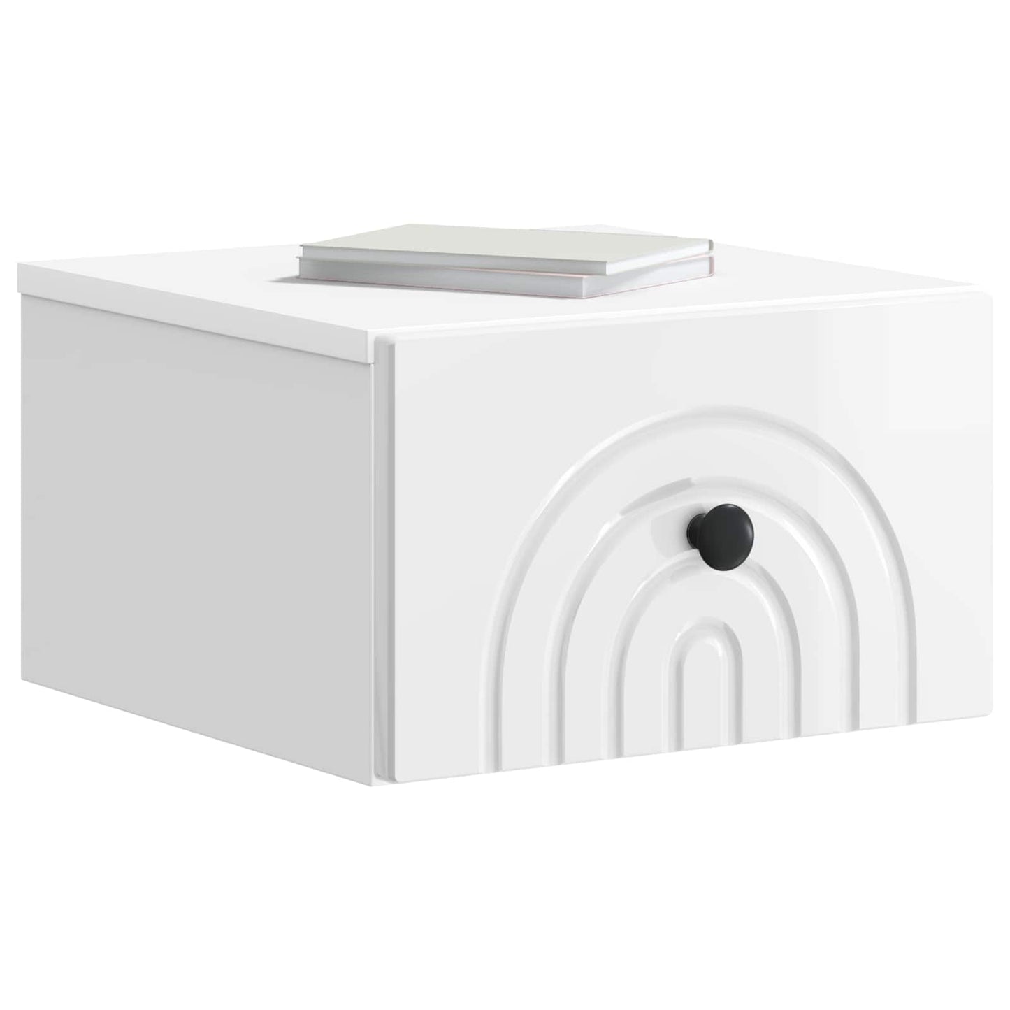 vidaXL Wall-Mounted Bedside Cabinet High Gloss White 33 x 34.5 x 20 cm
