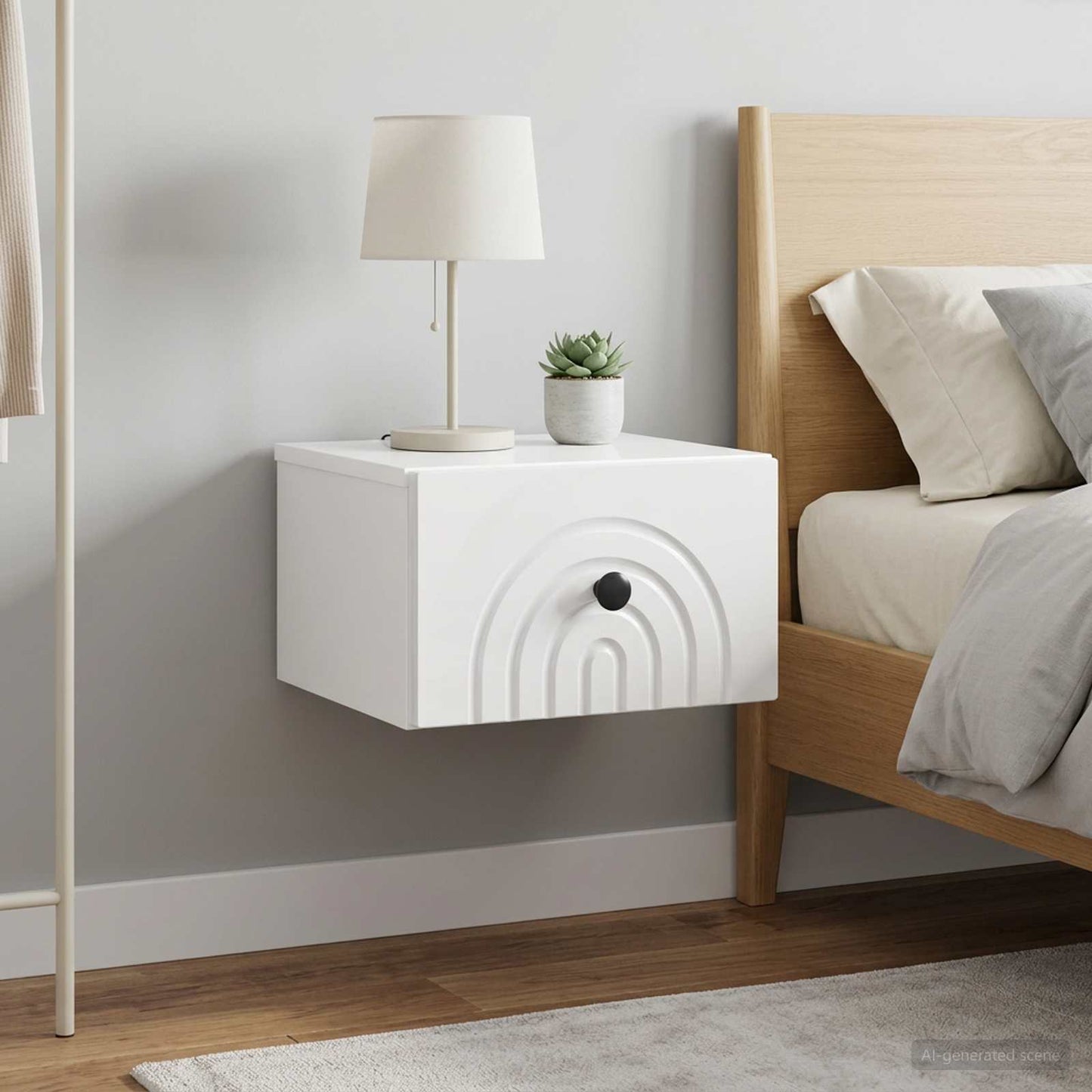 vidaXL Wall-Mounted Bedside Cabinet with Drawer 2 pcs High Gloss White