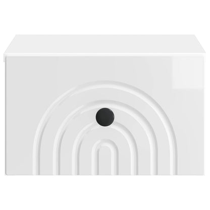 vidaXL Wall-Mounted Bedside Cabinet with Drawer 2 pcs High Gloss White