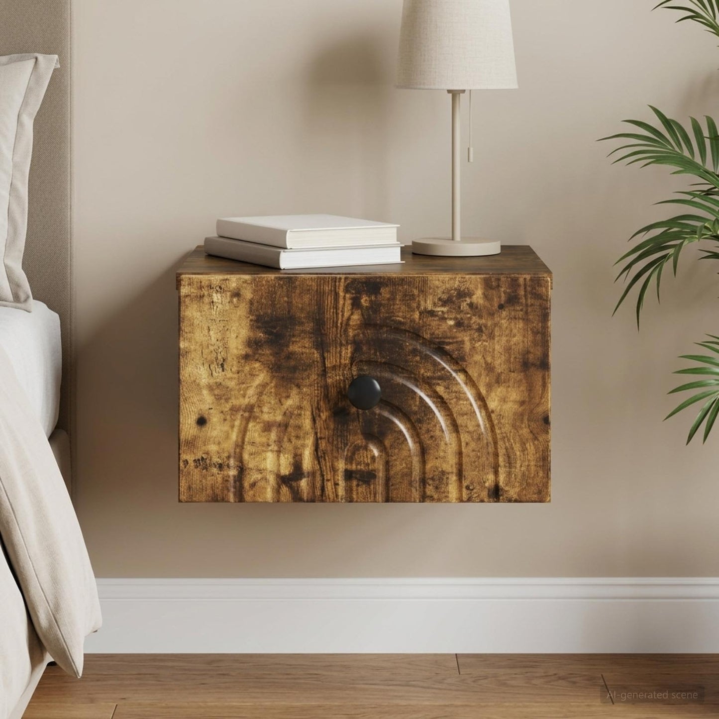vidaXL Wall-Mounted Bedside Cabinet Smoked Oak 33 x 34.5 x 20 cm