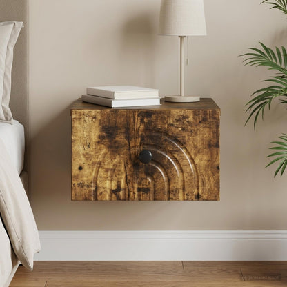 vidaXL Wall-Mounted Bedside Cabinet Smoked Oak 33 x 34.5 x 20 cm