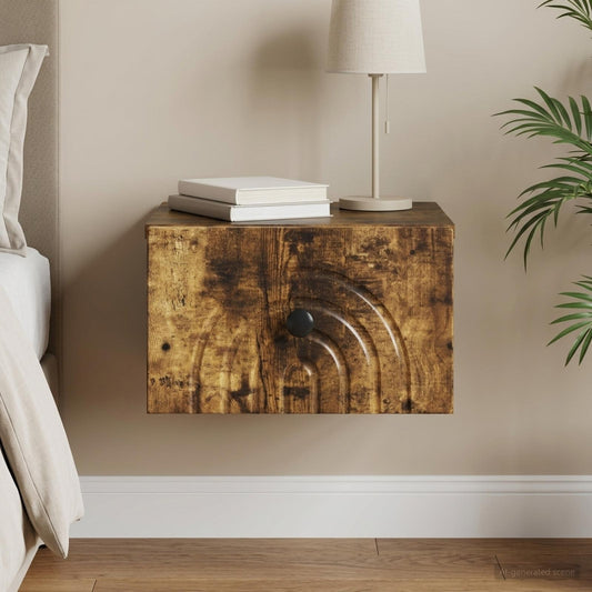 vidaXL Wall-Mounted Bedside Cabinet Smoked Oak 33 x 34.5 x 20 cm