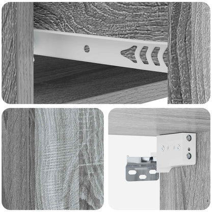 vidaXL Wall-Mounted Bedside Cabinet Grey Sonoma 33 x 34.5 x 20 cm