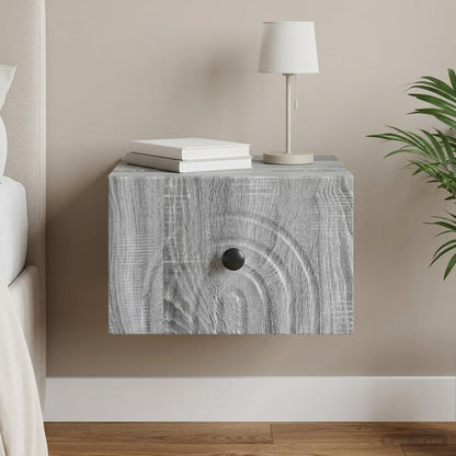 vidaXL Wall-Mounted Bedside Cabinet Grey Sonoma 33 x 34.5 x 20 cm
