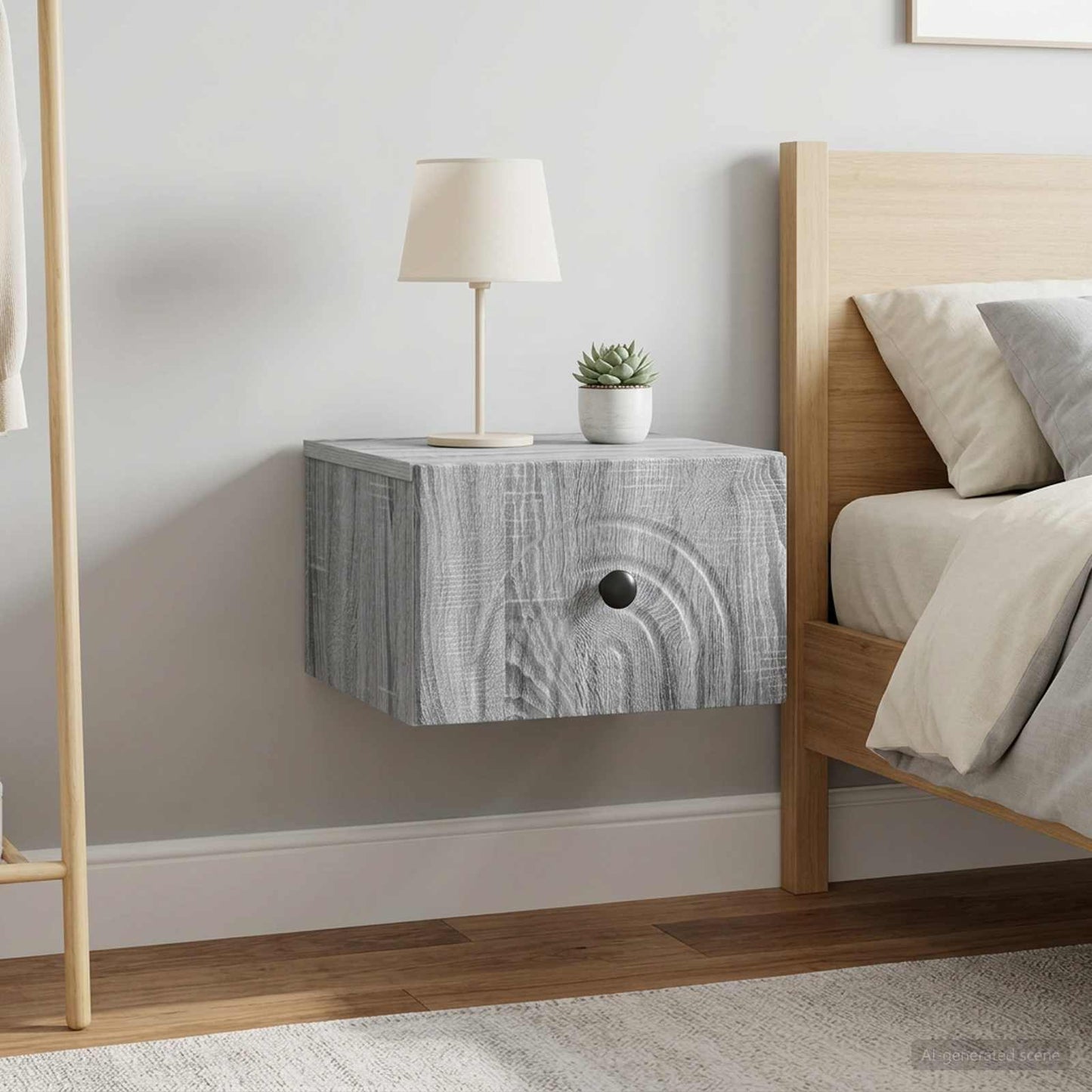 vidaXL Wall-Mounted Bedside Cabinet 2 pcs Grey Sonoma Engineered Wood