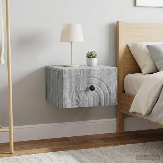 vidaXL Wall-Mounted Bedside Cabinet 2 pcs Grey Sonoma Engineered Wood