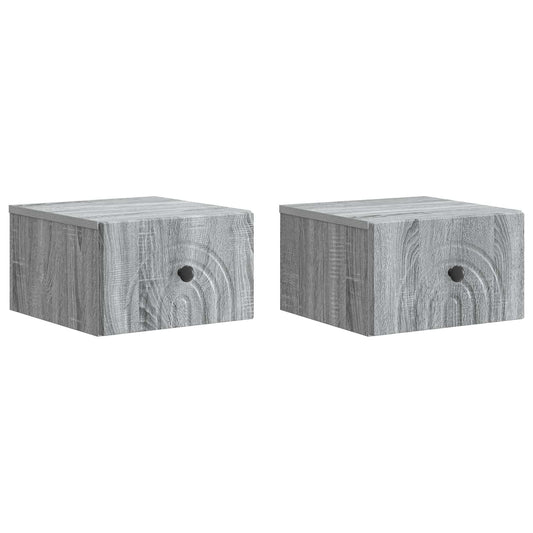 vidaXL Wall-Mounted Bedside Cabinet 2 pcs Grey Sonoma Engineered Wood