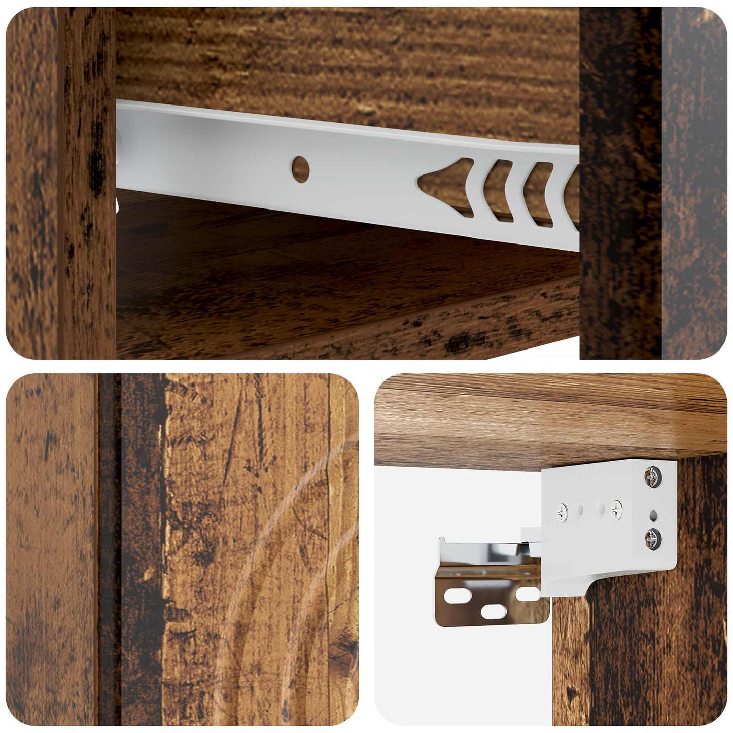 vidaXL Wall-Mounted Bedside Cabinet Old Wood 33 x 34.5 x 20 cm