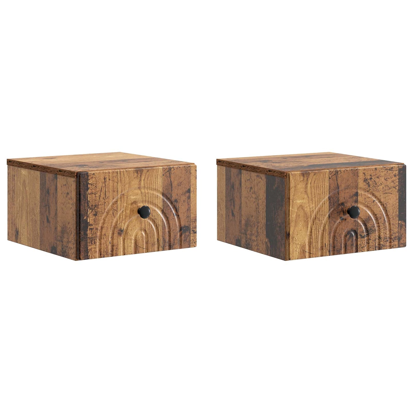 vidaXL Wall-Mounted Bedside Cabinet 2 pcs Old Wood 33 x 34.5 x 20 cm