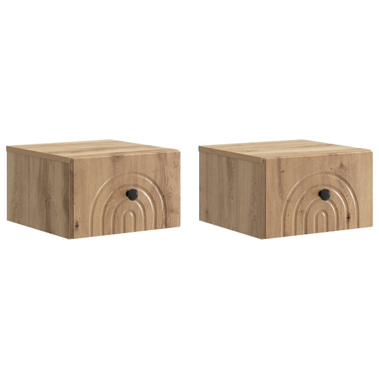 vidaXL Wall-Mounted Bedside Cabinet 2 pcs Artisan Oak