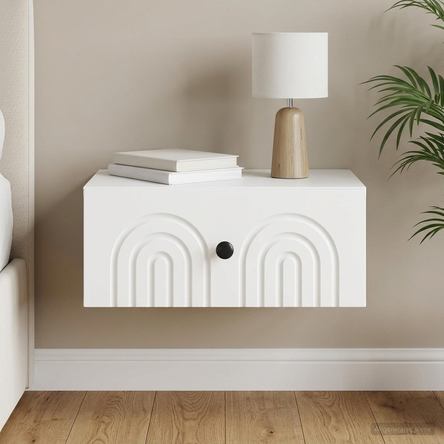 vidaXL Wall-Mounted Bedside Cabinet White 49 x 34.5 x 20 cm