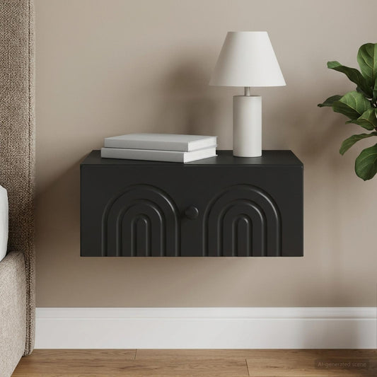 vidaXL Wall-Mounted Bedside Cabinet Black 49 x 34.5 x 20 cm