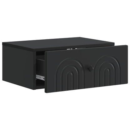 vidaXL Wall-Mounted Bedside Cabinet Black 49 x 34.5 x 20 cm
