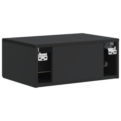 vidaXL Wall-Mounted Bedside Cabinet Black 49 x 34.5 x 20 cm