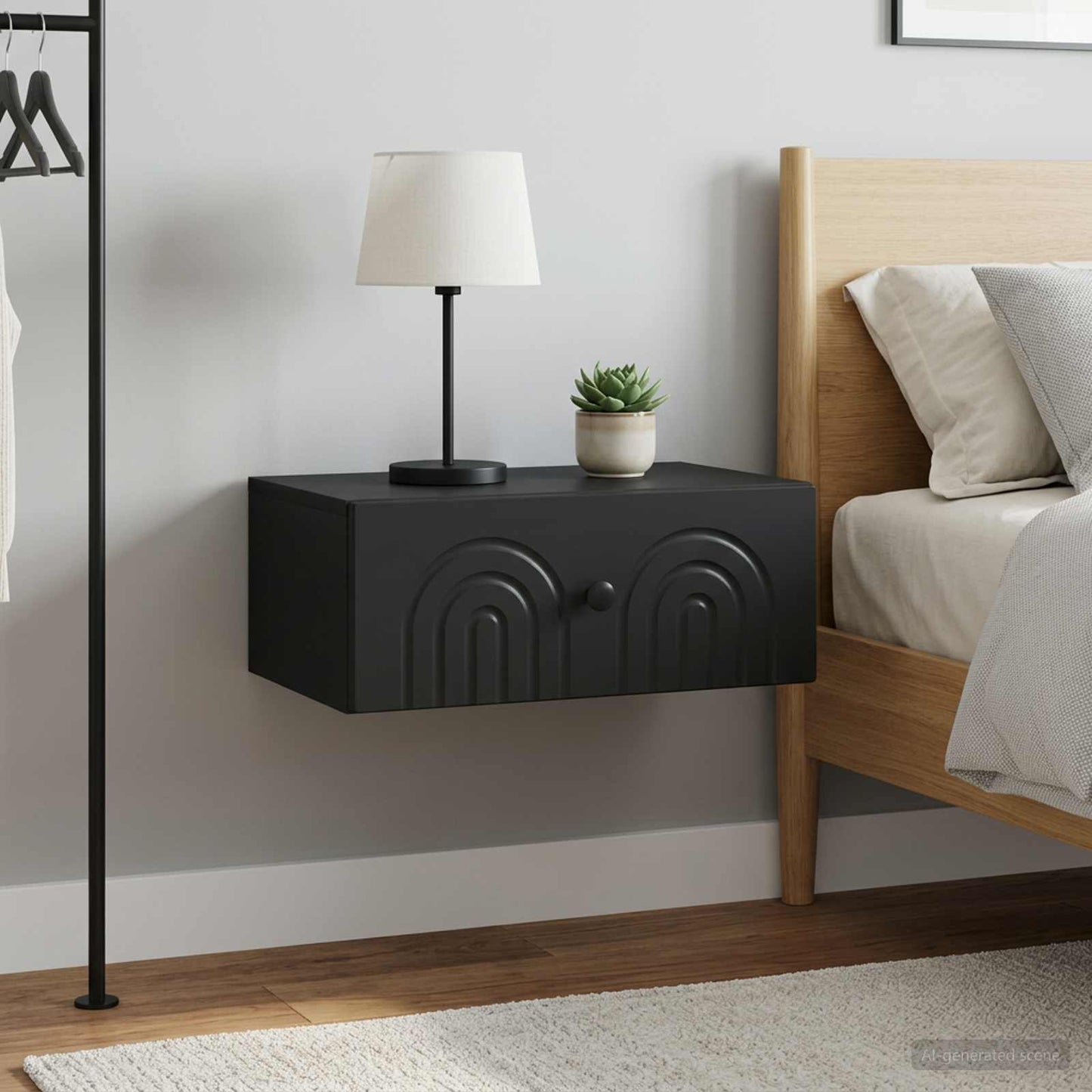 vidaXL Wall-Mounted Bedside Cabinet 2 pcs Black 49 x 34.5 x 20 cm