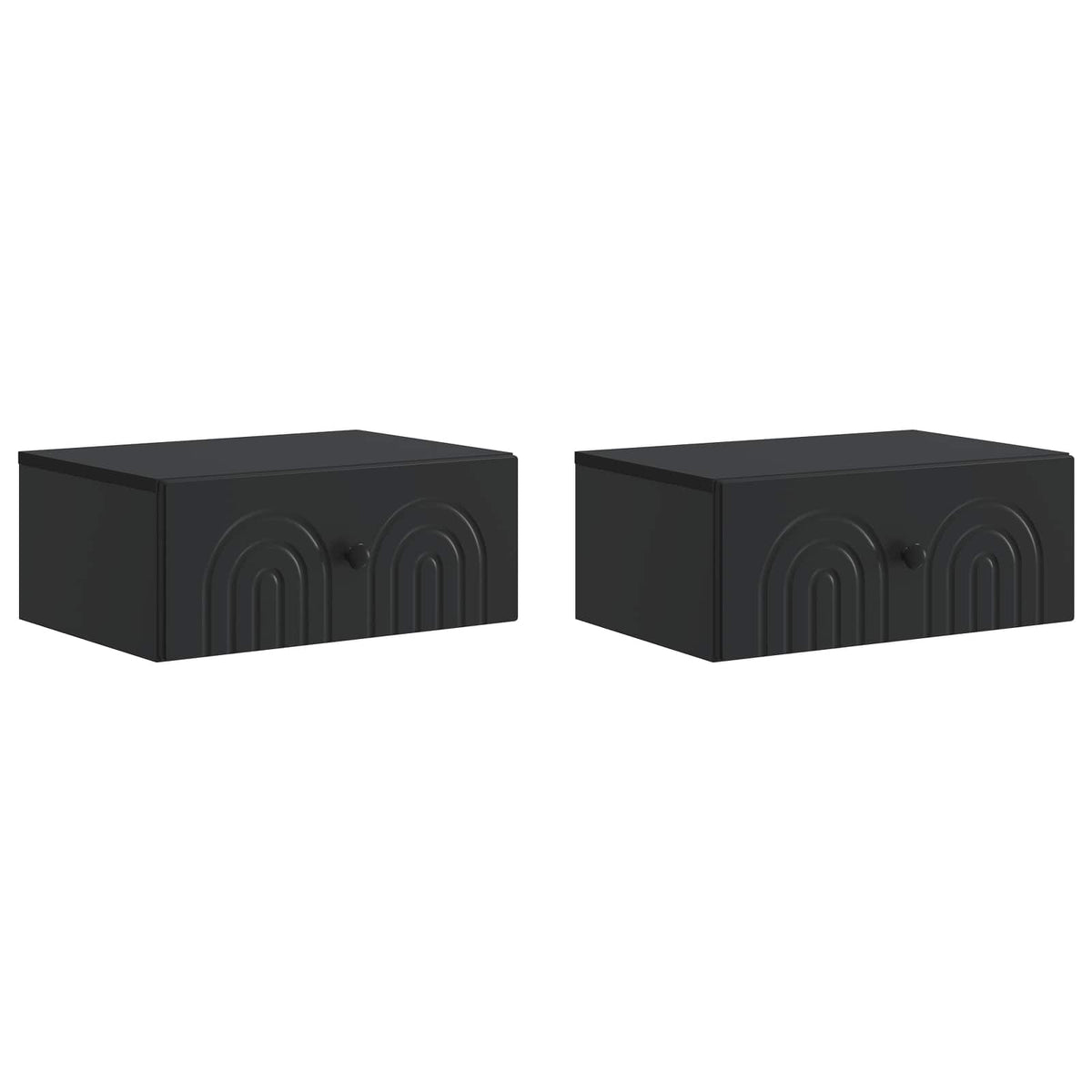 vidaXL Wall-Mounted Bedside Cabinet 2 pcs Black 49 x 34.5 x 20 cm