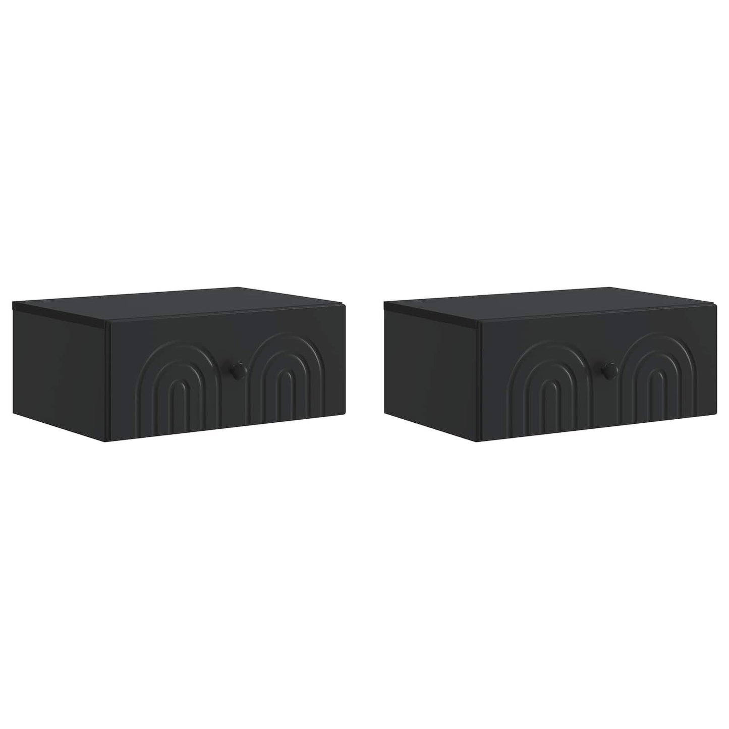 vidaXL Wall-Mounted Bedside Cabinet 2 pcs Black 49 x 34.5 x 20 cm