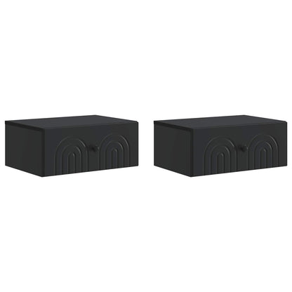 vidaXL Wall-Mounted Bedside Cabinet 2 pcs Black 49 x 34.5 x 20 cm