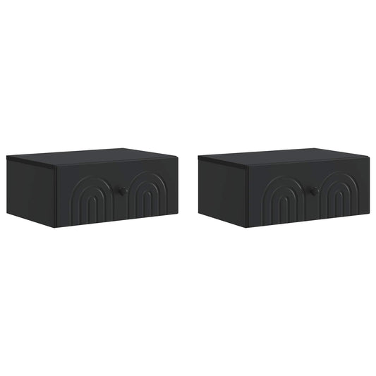 vidaXL Wall-Mounted Bedside Cabinet 2 pcs Black 49 x 34.5 x 20 cm