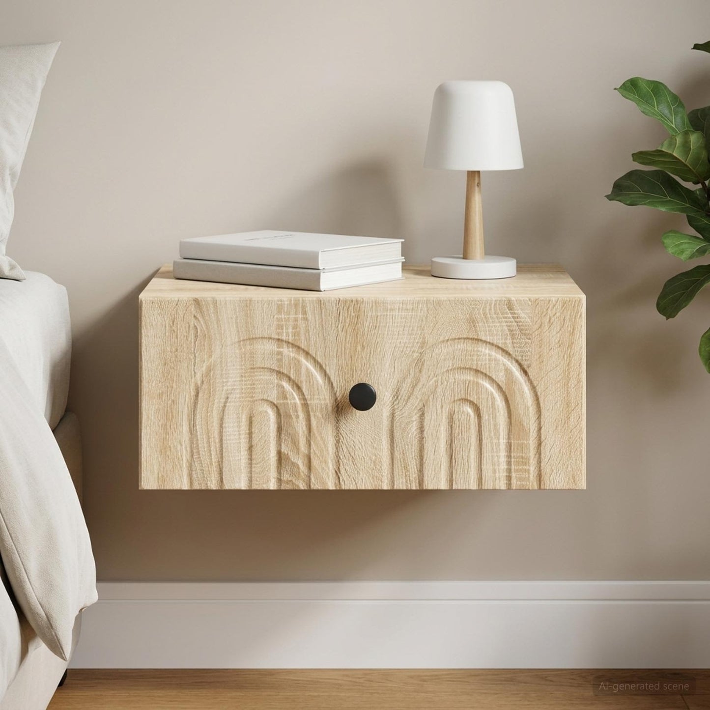 vidaXL Wall-Mounted Bedside Cabinet Sonoma Oak 49 x 34.5 x 20 cm