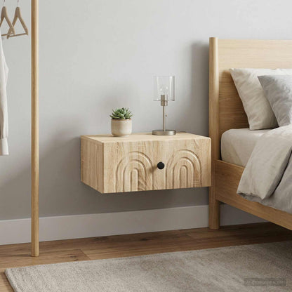 vidaXL Wall-Mounted Bedside Cabinet 2 pcs Sonoma Oak 49 x 34.5 x 20 cm