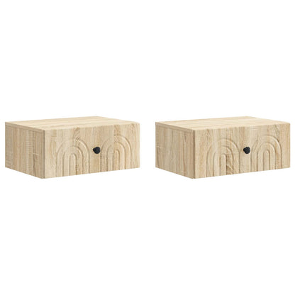 vidaXL Wall-Mounted Bedside Cabinet 2 pcs Sonoma Oak 49 x 34.5 x 20 cm