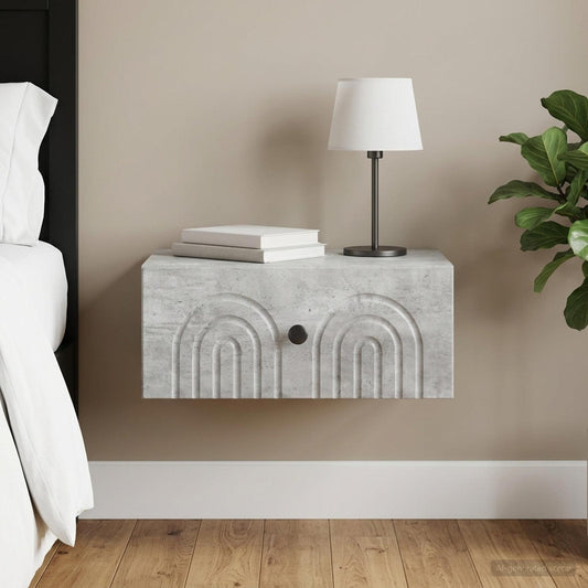 vidaXL Wall-Mounted Bedside Cabinet Concrete Grey 49 x 34.5 x 20 cm