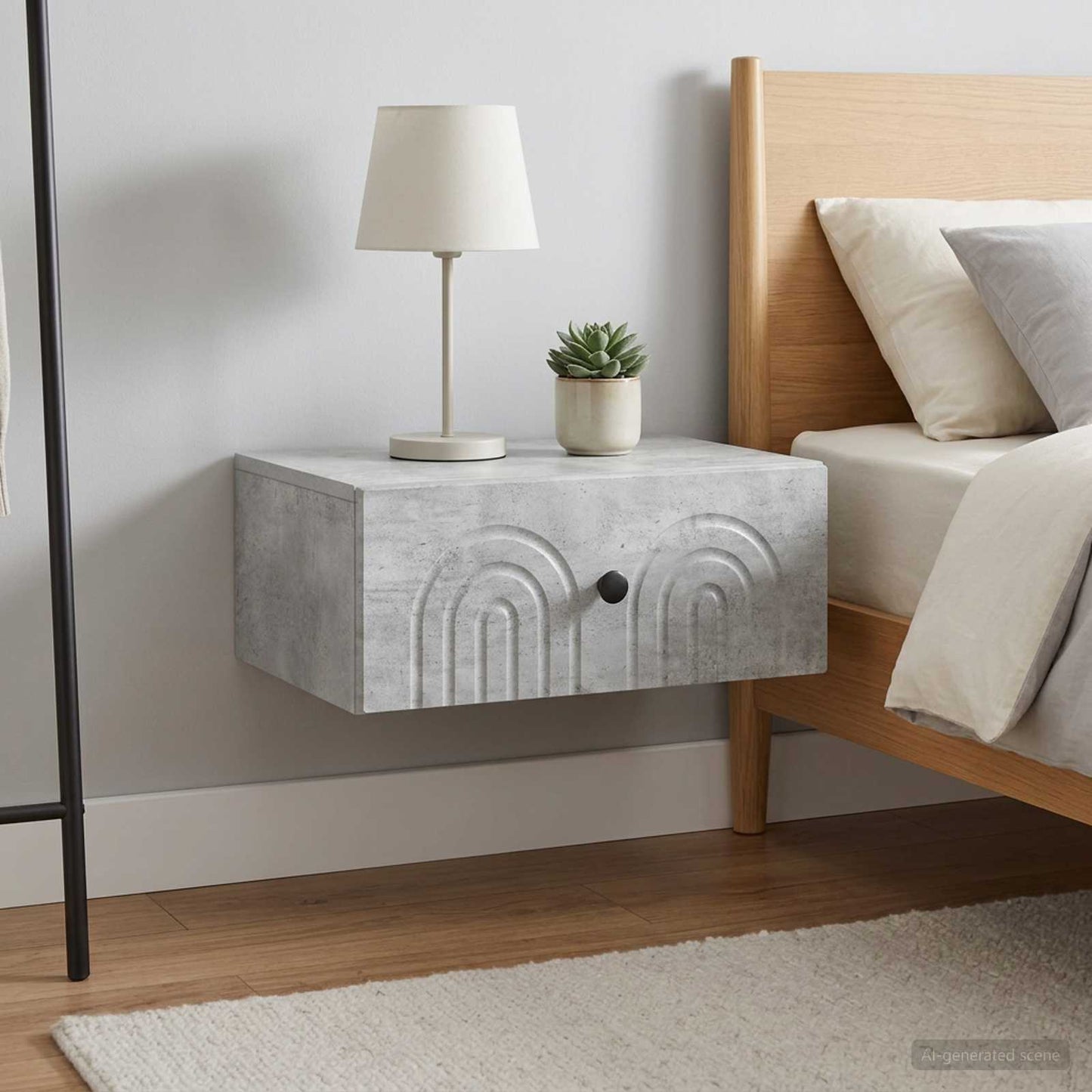 vidaXL Wall-Mounted Bedside Cabinet with Drawer 2 pcs Concrete Grey