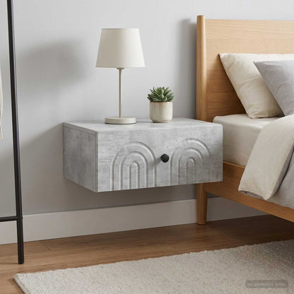 vidaXL Wall-Mounted Bedside Cabinet with Drawer 2 pcs Concrete Grey
