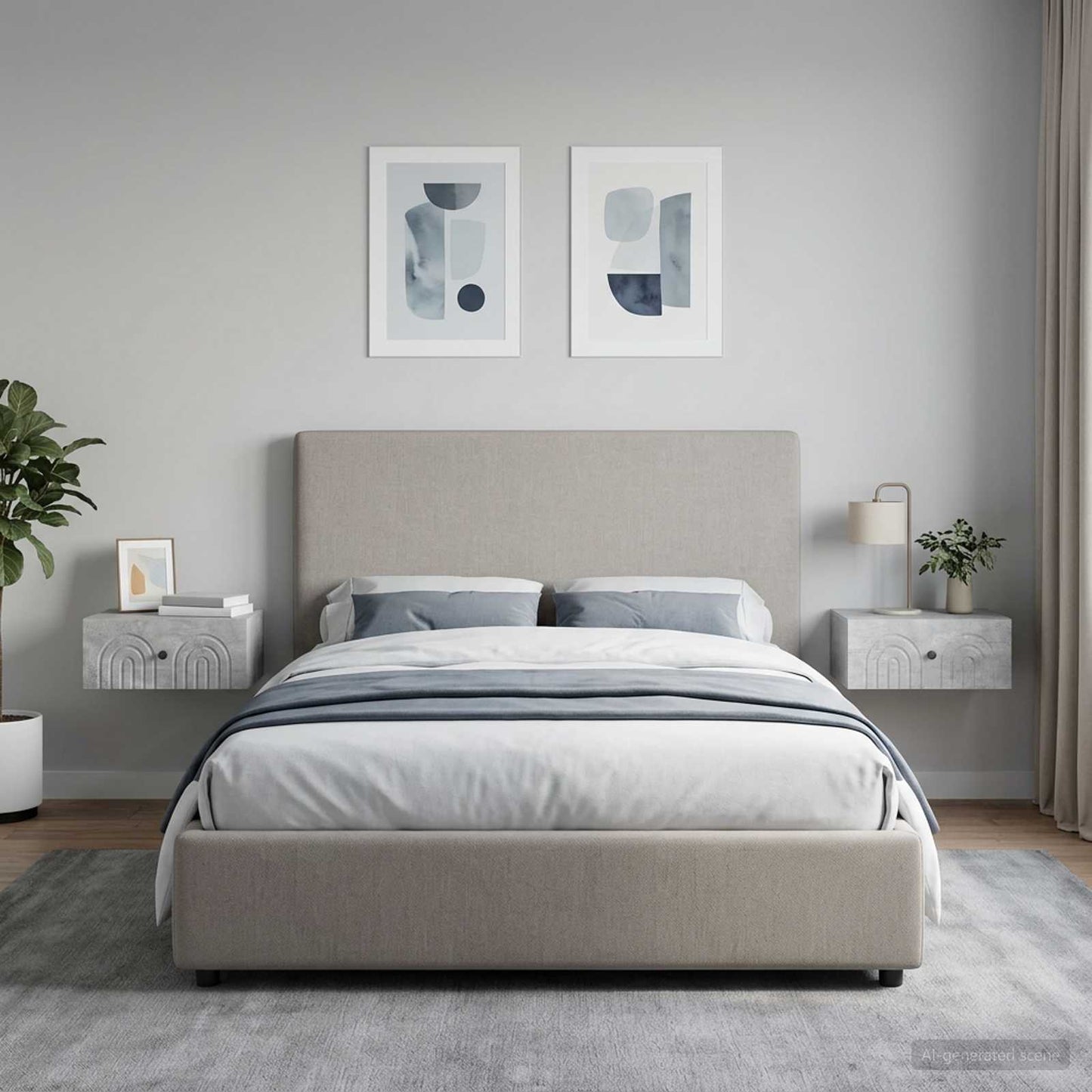 vidaXL Wall-Mounted Bedside Cabinet with Drawer 2 pcs Concrete Grey
