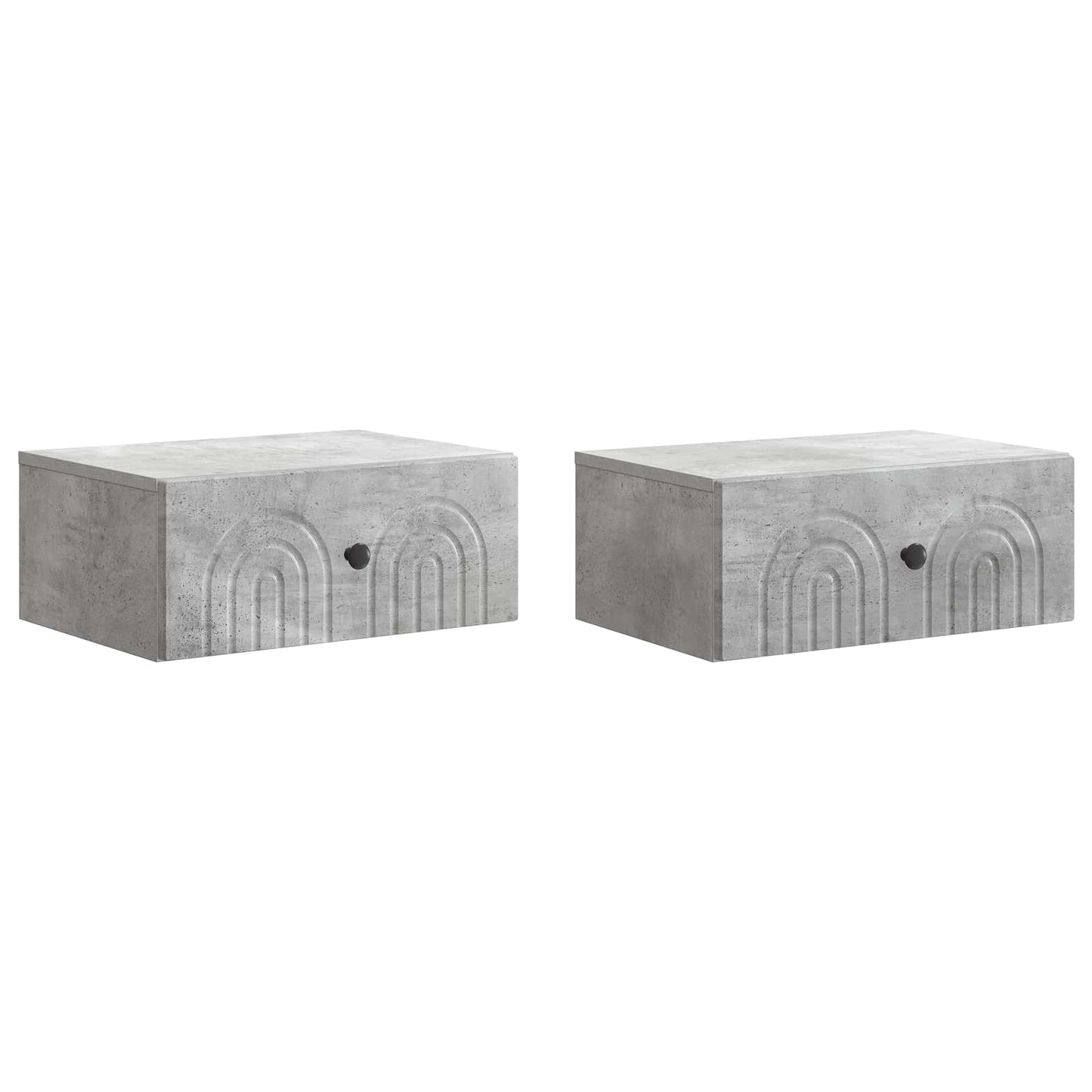 vidaXL Wall-Mounted Bedside Cabinet with Drawer 2 pcs Concrete Grey