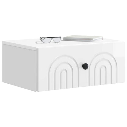 vidaXL Wall-Mounted Bedside Cabinet High Gloss White 49 x 34.5 x 20 cm
