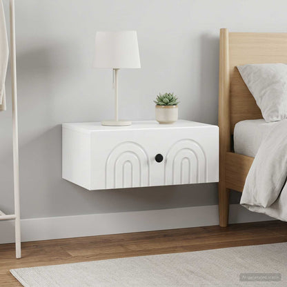 vidaXL Wall-Mounted Bedside Cabinet with Drawer 2 pcs High Gloss White
