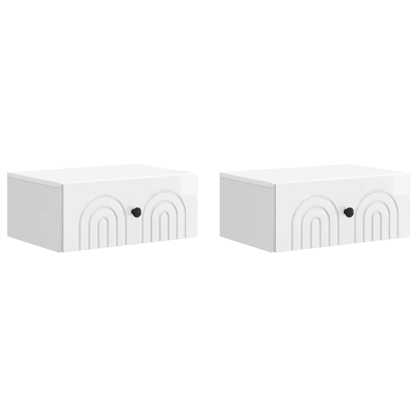 vidaXL Wall-Mounted Bedside Cabinet with Drawer 2 pcs High Gloss White