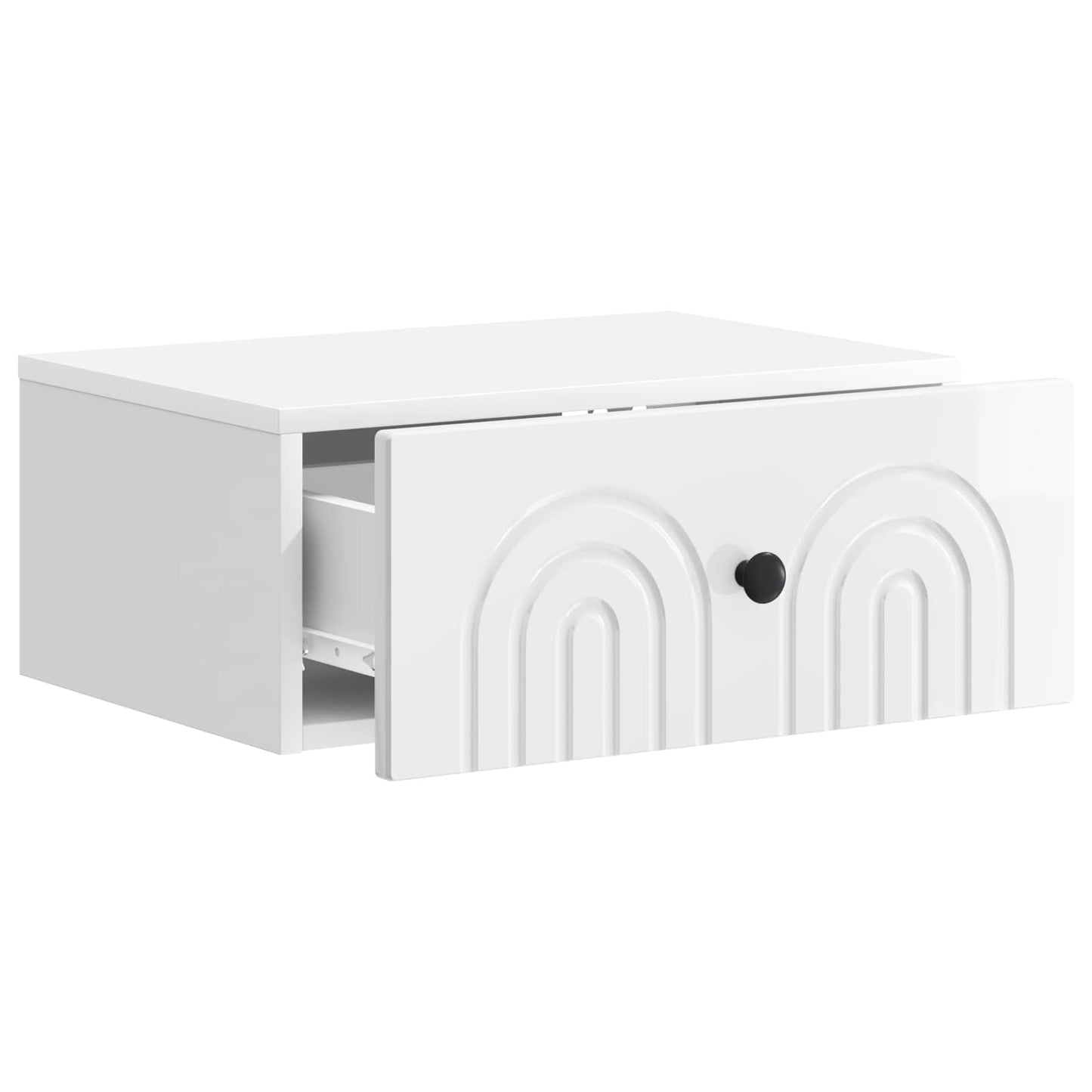 vidaXL Wall-Mounted Bedside Cabinet with Drawer 2 pcs High Gloss White
