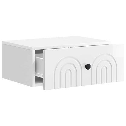 vidaXL Wall-Mounted Bedside Cabinet with Drawer 2 pcs High Gloss White