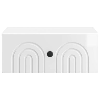 vidaXL Wall-Mounted Bedside Cabinet with Drawer 2 pcs High Gloss White