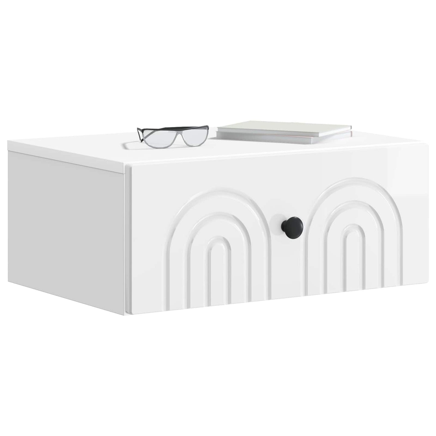vidaXL Wall-Mounted Bedside Cabinet with Drawer 2 pcs High Gloss White