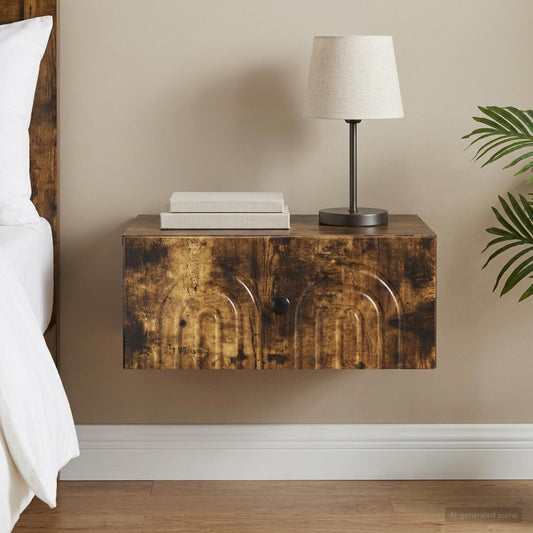 vidaXL Wall-Mounted Bedside Cabinet Smoked Oak 49 x 34.5 x 20 cm