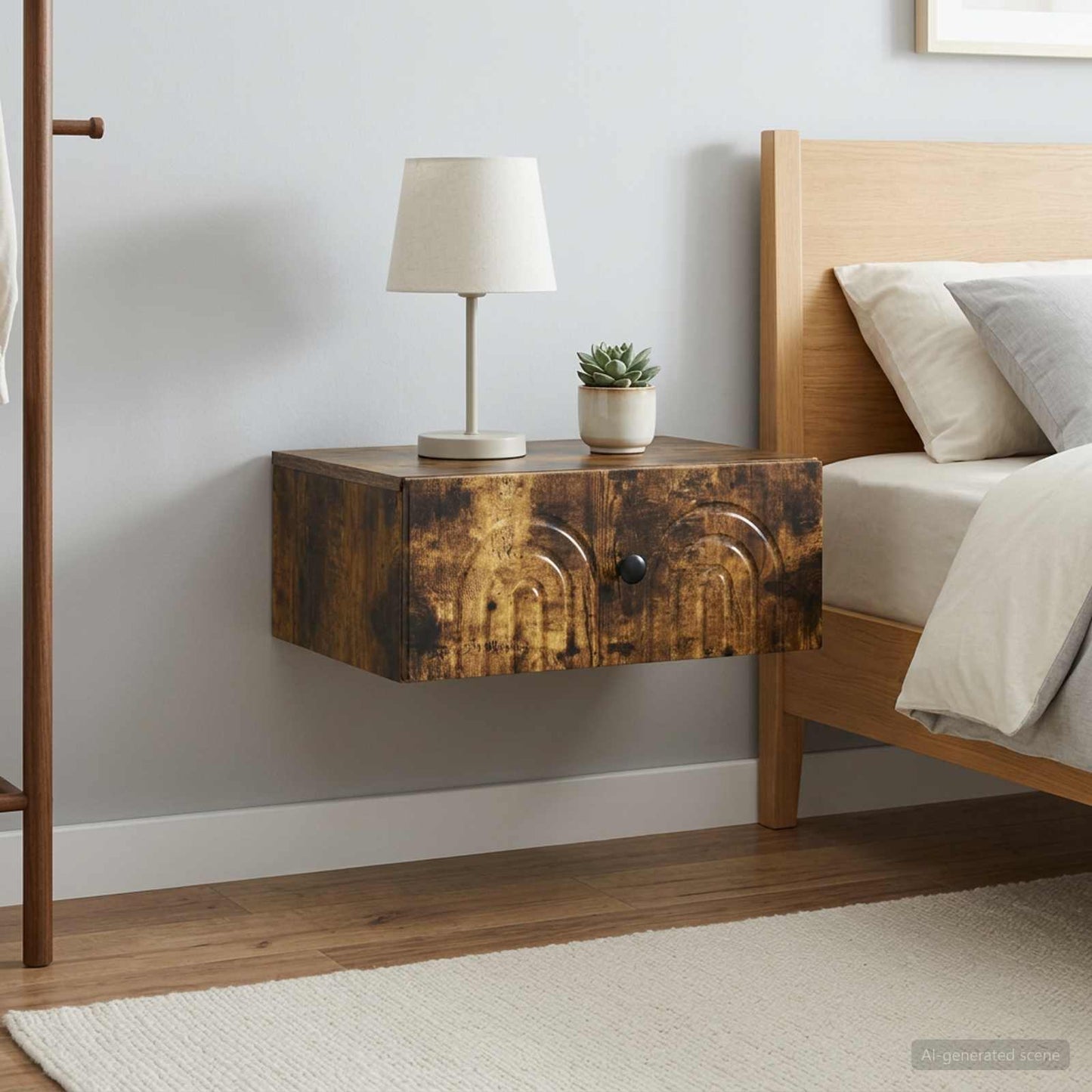 vidaXL Wall-Mounted Bedside Cabinet 2 pcs Smoked Oak 49 x 34.5 x 20 cm